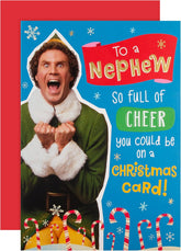 Funny Elf Design Christmas Greeting Card for Nephew with Playful Festive Theme